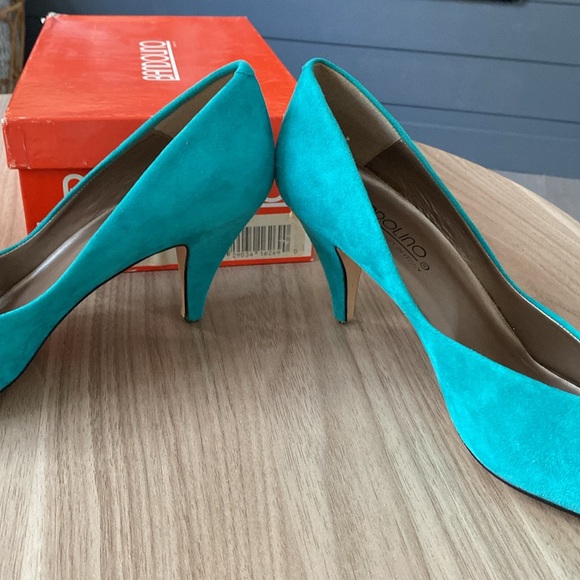 Bandolino Teal Suede Kitten Heels 8 1/2 - Picture 5 of 10